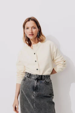 Promod Sweat-shirt bomber Femme - Ecru Clearance
