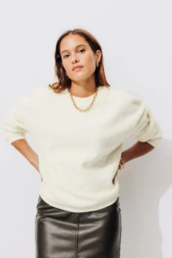 Promod Sweat-shirt bouclettes Femme - Ecru Discount