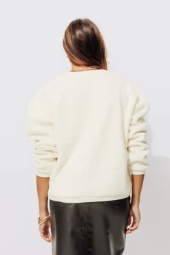 Promod Sweat-shirt bouclettes Femme - Ecru Discount