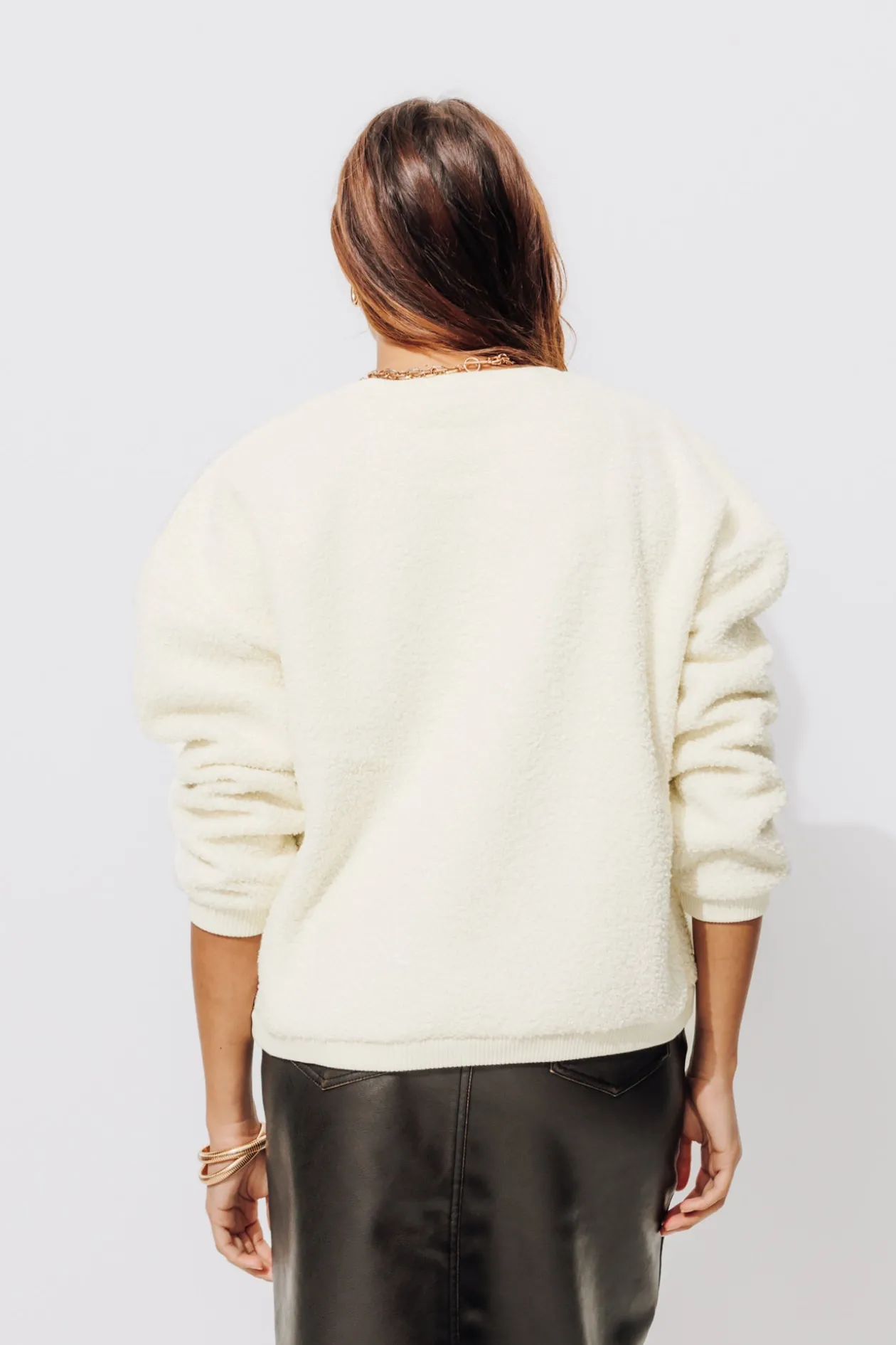 Promod Sweat-shirt bouclettes Femme - Ecru Discount