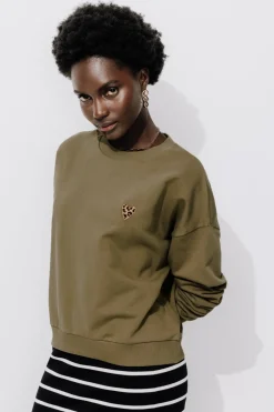 Promod Sweat-shirt cœur léopard - Imprimé kaki Imprimékaki Shop