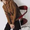 Promod Sweat-shirt long à capuche - Chocolat Cheap