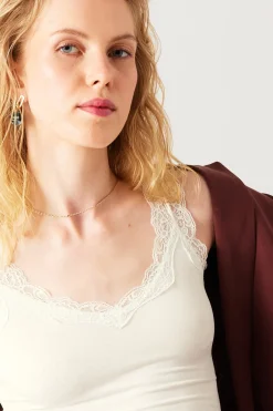 Promod Top à bretelles éco-conçu - Ecru Discount
