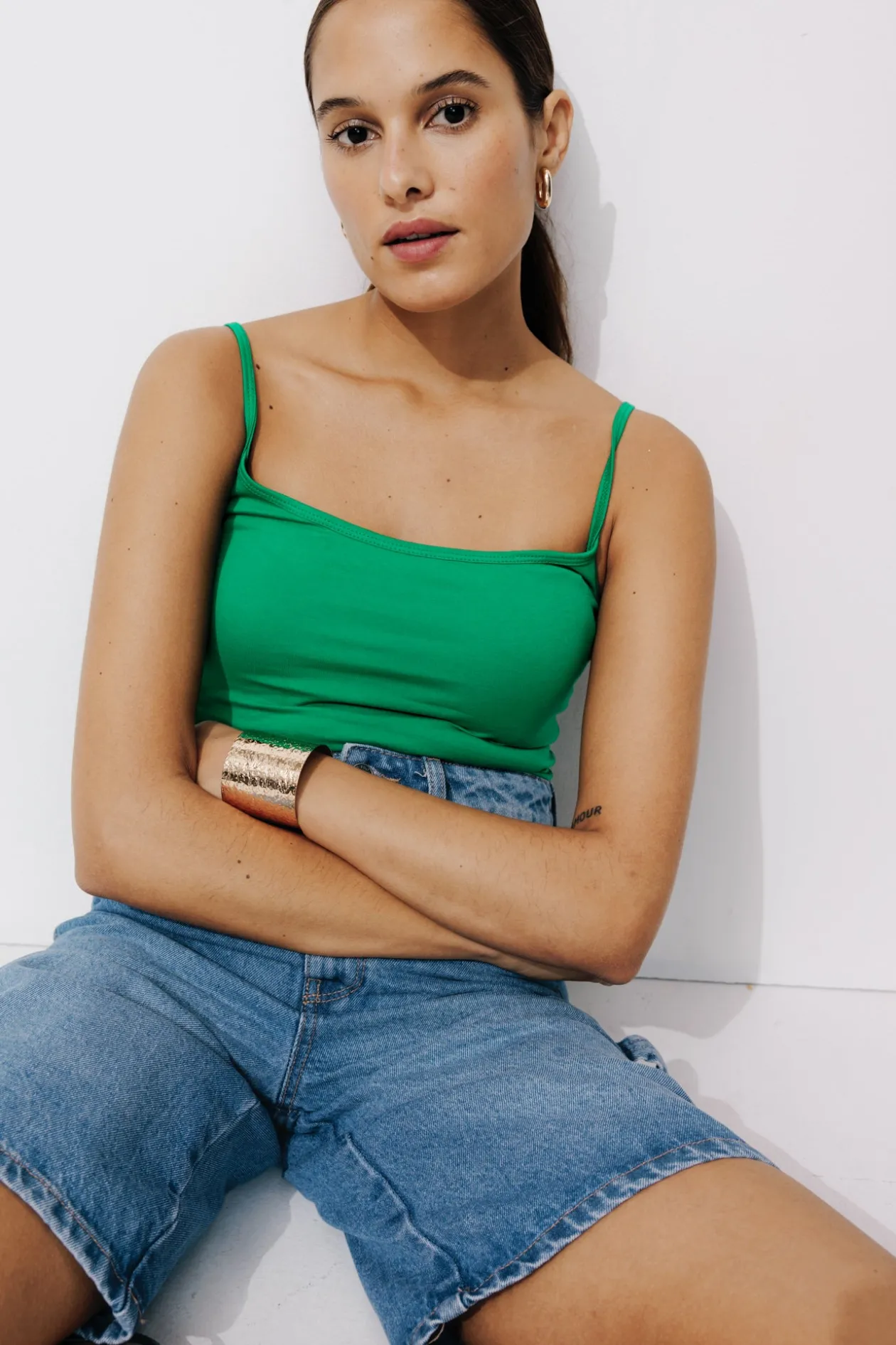 Promod Top à bretelles éco-conçu - Vert Flash Sale