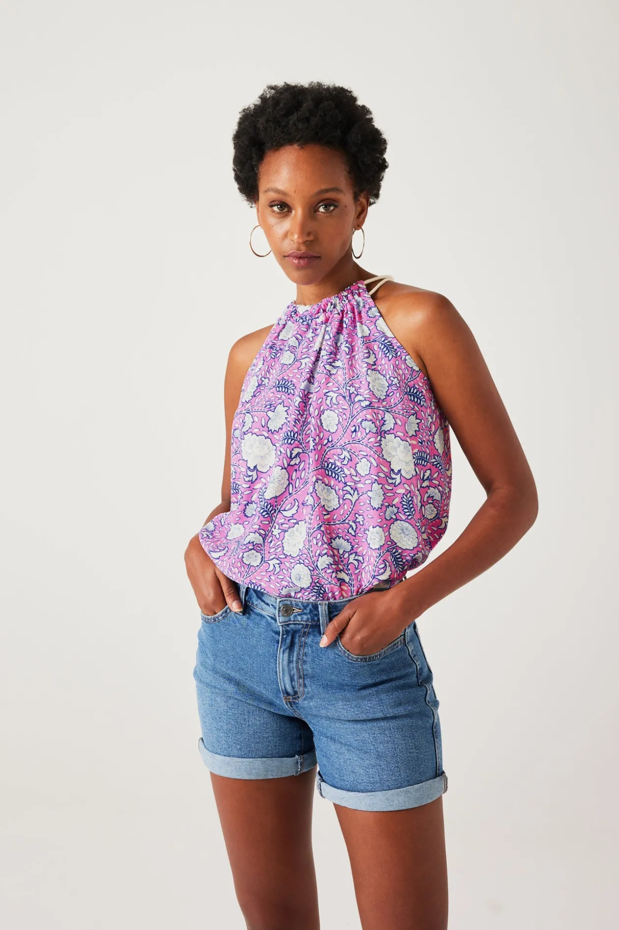 Promod Top à bretelles motifs indiens - Imprimé rose Imprimérose Store