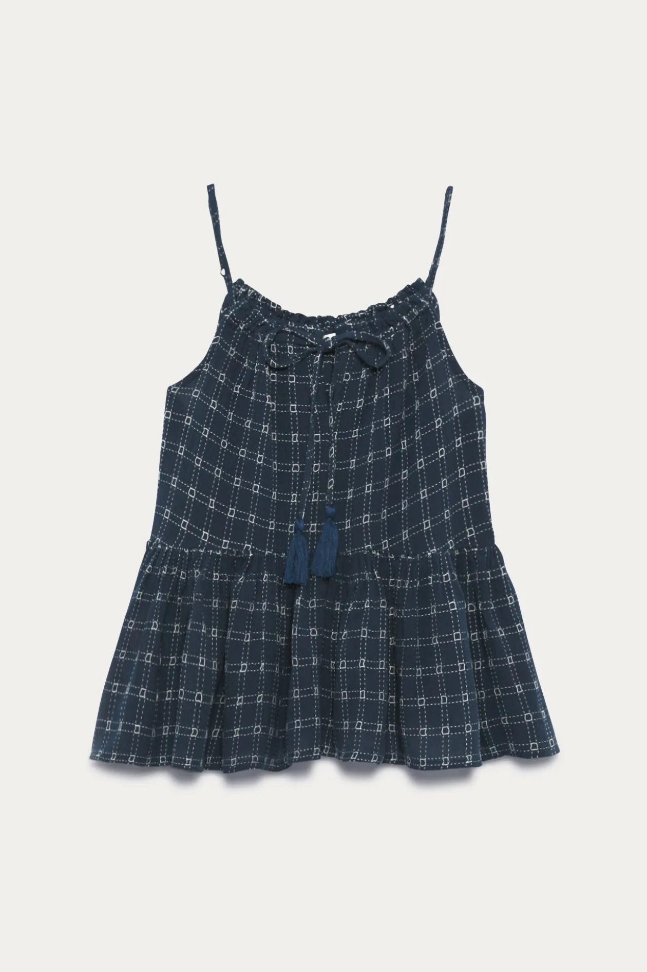 Promod Top à carreaux gaze de coton - Imprimé marine Imprimémarine Discount