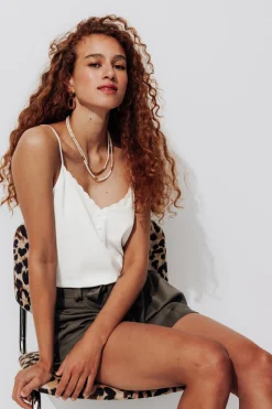 Promod Top à fines bretelles Femme - Ecru Online