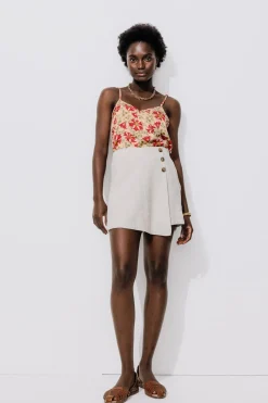 Promod Top à fines bretelles Femme - Imprimé écru Impriméécru Shop