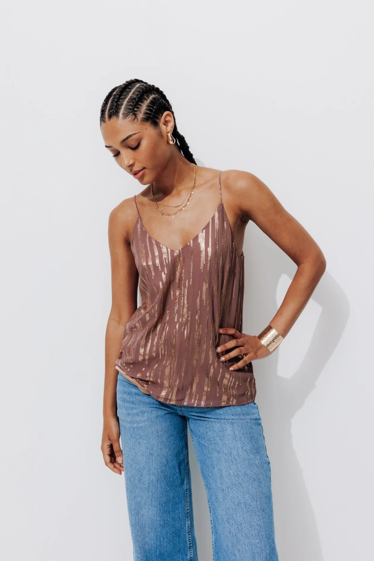 Promod Top à fines bretelles Femme - Vieux rose Vieuxrose Flash Sale