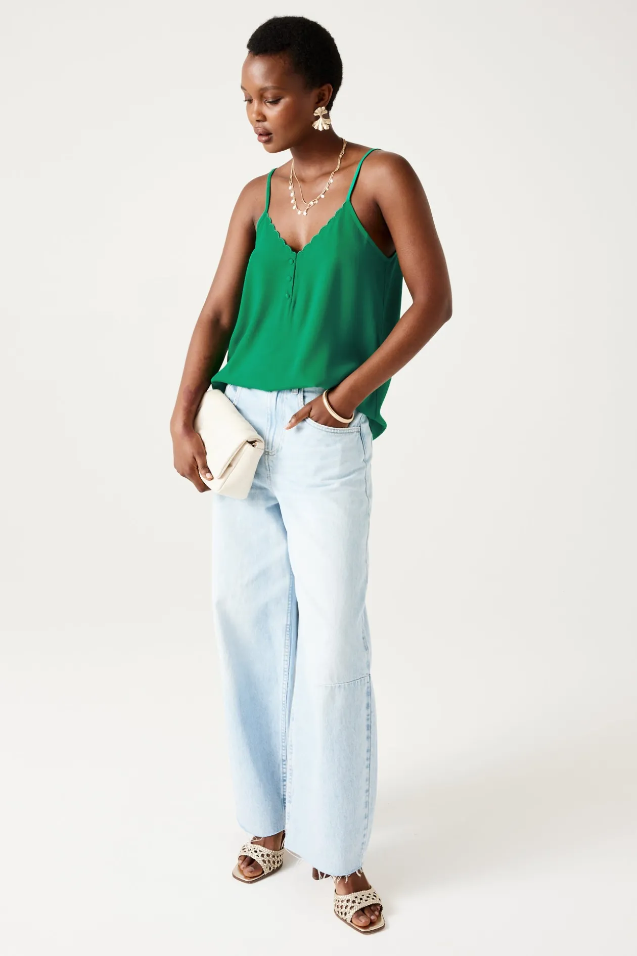 Promod Top à fines bretelles Femme - Vert Online