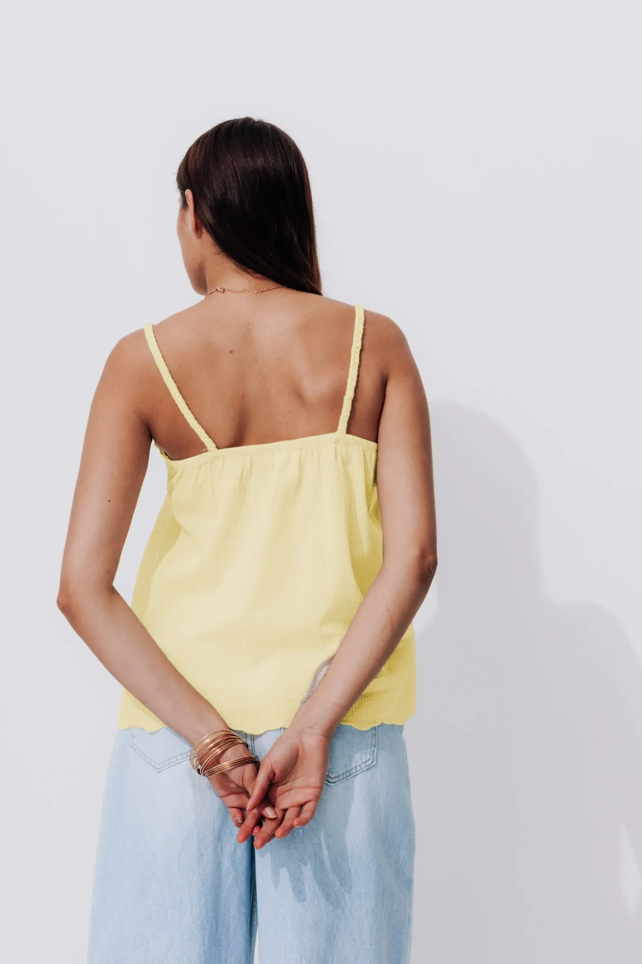 Promod Top brodé Femme - Jaune clair Jauneclair Outlet