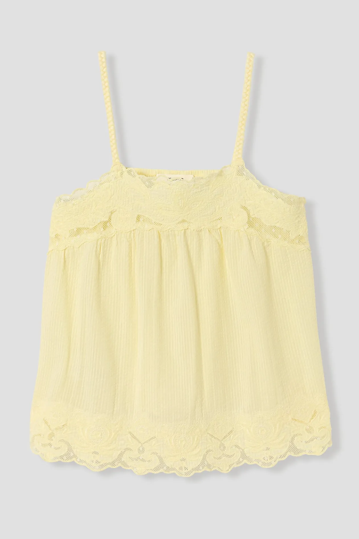 Promod Top brodé Femme - Jaune clair Jauneclair Outlet