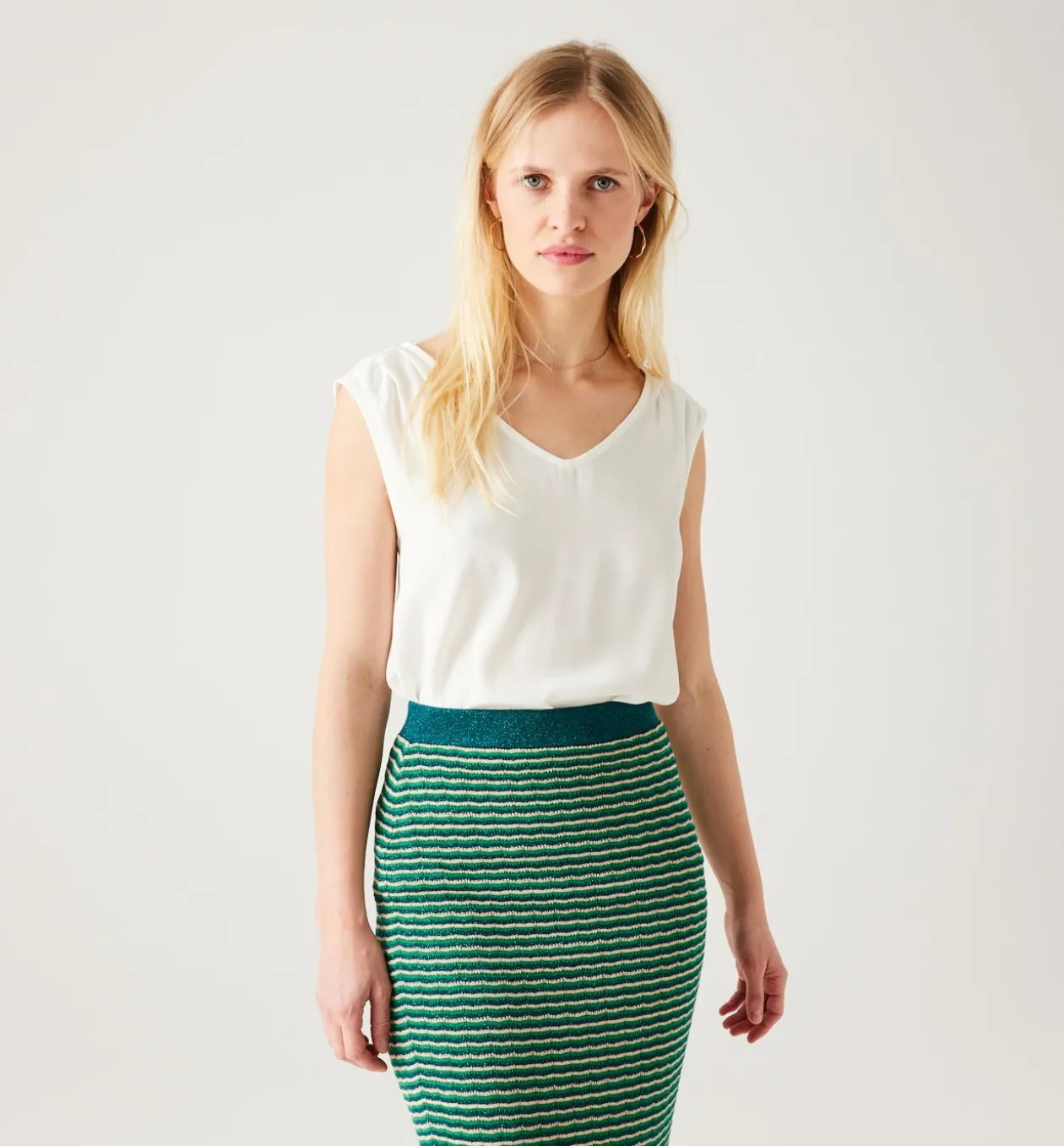 Promod Top décolleté V Femme - Ecru Flash Sale