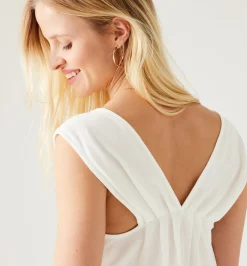 Promod Top décolleté V Femme - Ecru Flash Sale