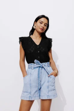 Promod Top effet dentelle Femme - Noir Best