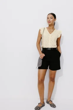 Promod Top effet dentelle Femme - Ecru Best