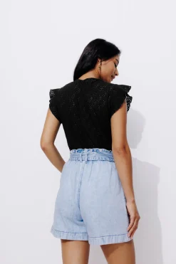 Promod Top effet dentelle Femme - Noir Best