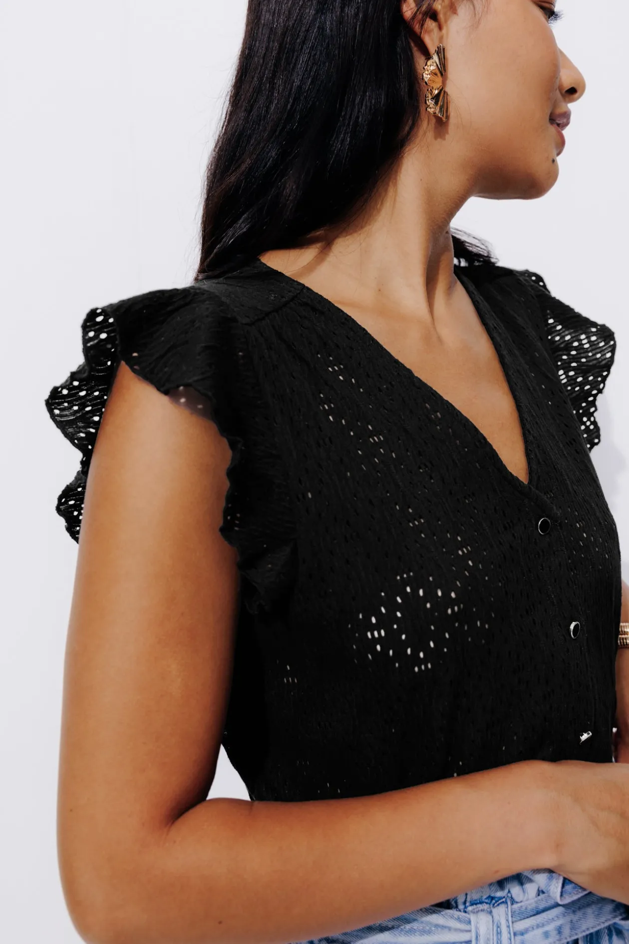 Promod Top effet dentelle Femme - Noir Best