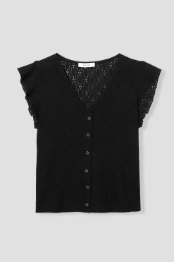 Promod Top effet dentelle Femme - Noir Best
