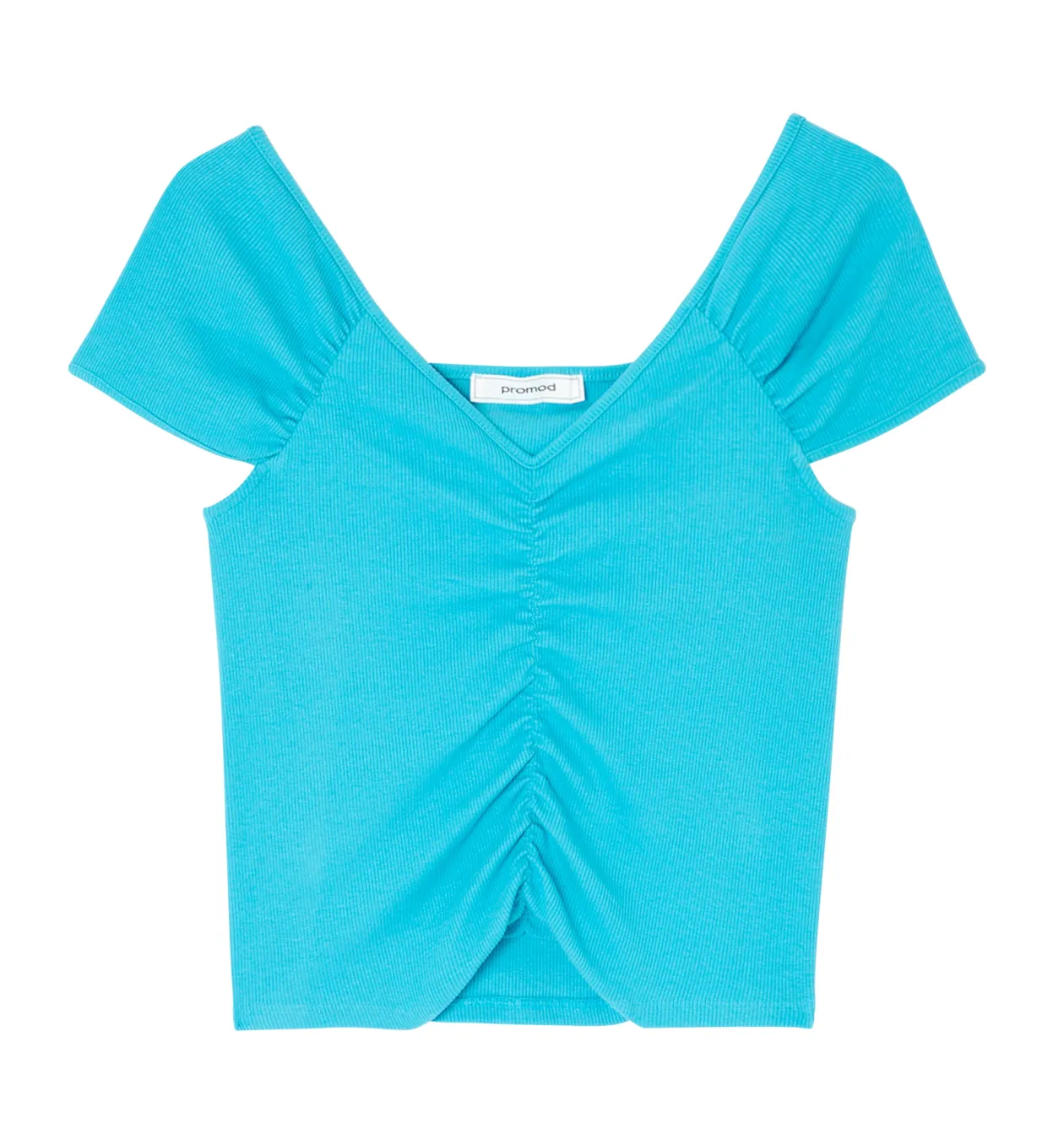 Promod Top en jersey côtelé Femme - Turquoise Sale