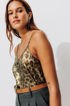Promod Top léopard irisé Femme - Cuivre Cheap