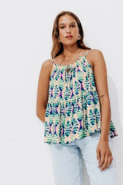 Promod Top motif ikat écoconçu Femme - Imprimé écru Impriméécru Fashion