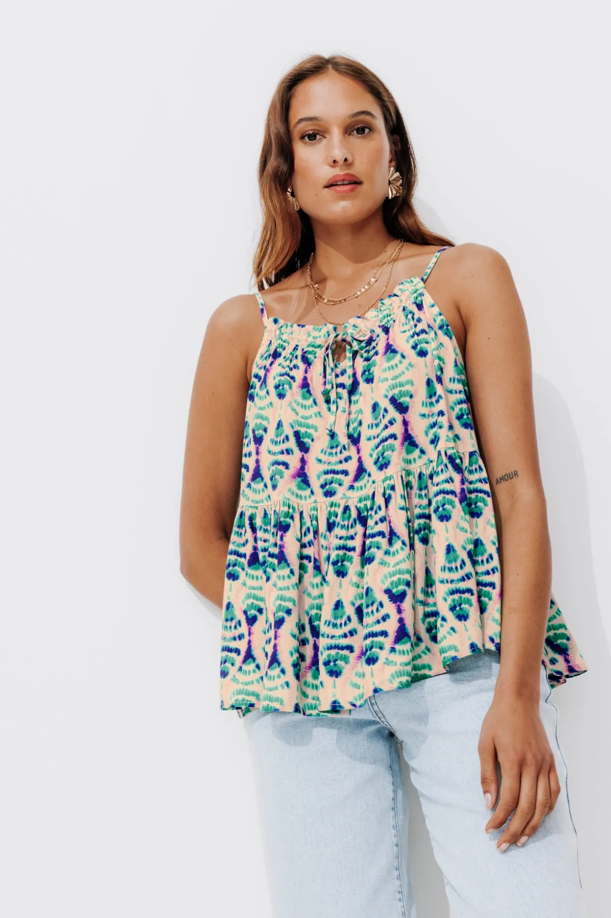 Promod Top motif ikat écoconçu Femme - Imprimé écru Impriméécru Fashion