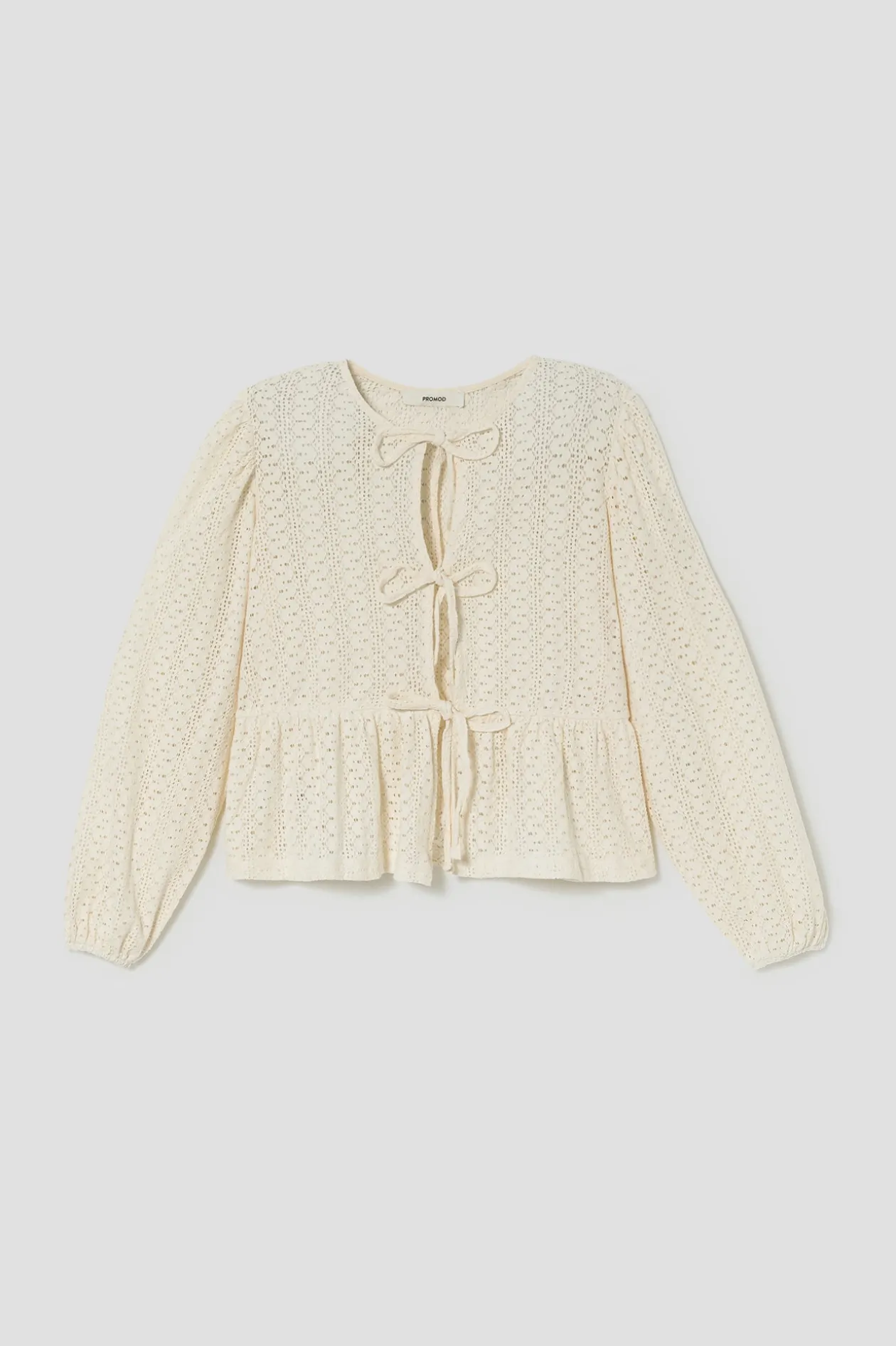 Promod Top noué dentelle Femme - Ecru Outlet