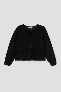 Promod Top noué dentelle Femme - Noir Cheap