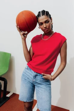 Promod Top sans manches Femme - Rouge Sale