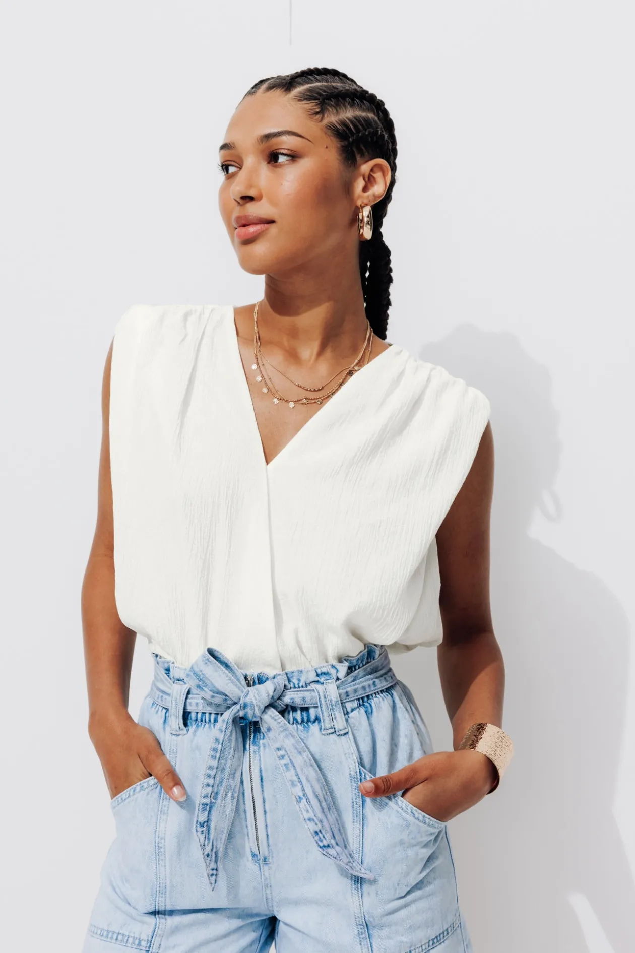 Promod Top sans manches uni Femme - Ecru Clearance