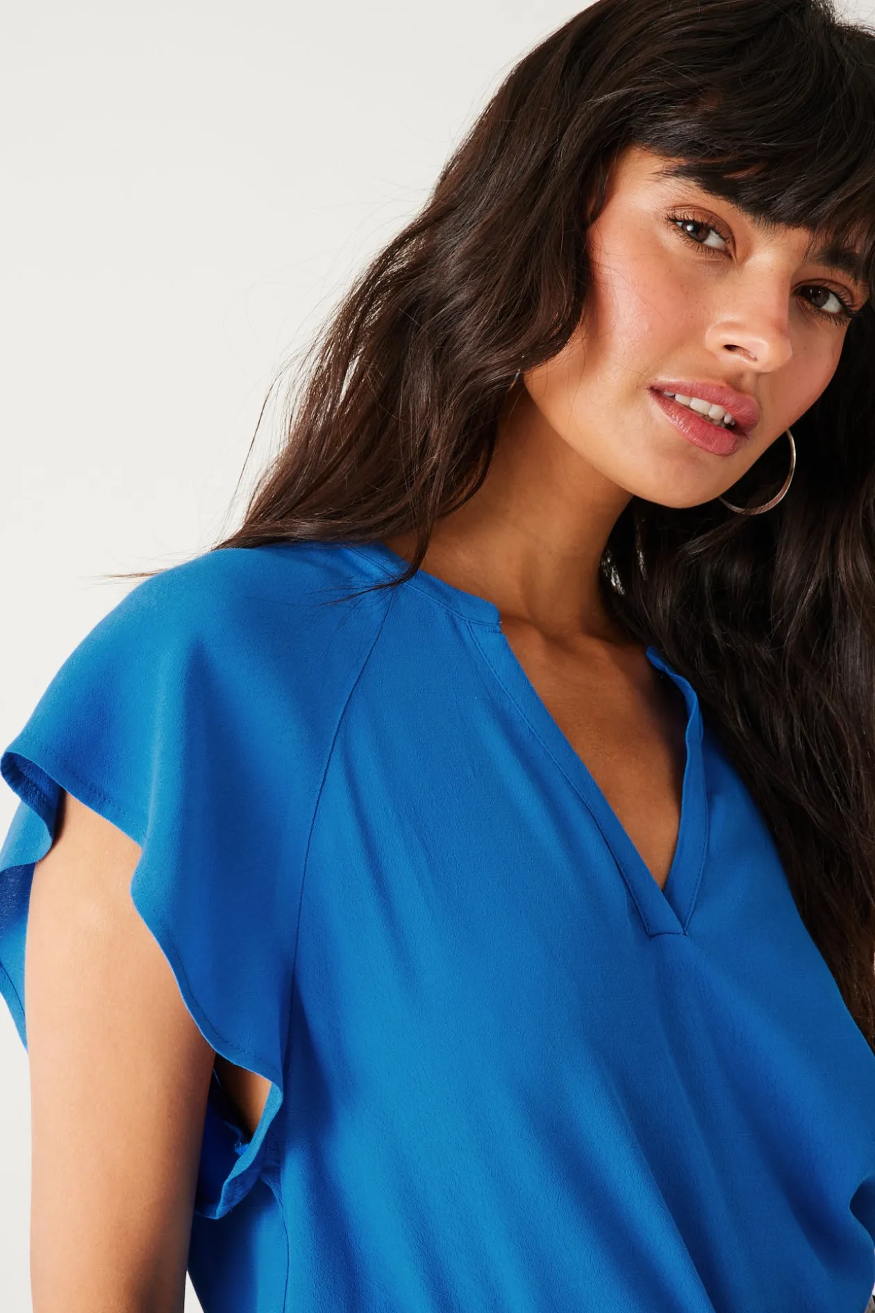 Promod Top uni col V Femme - Bleu New