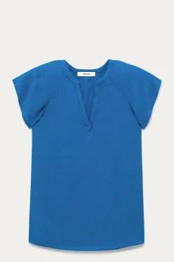 Promod Top uni col V Femme - Bleu New