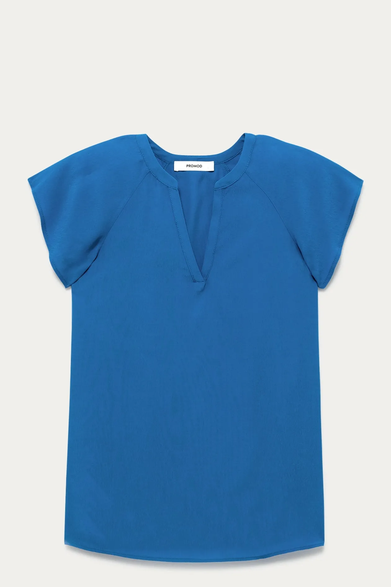 Promod Top uni col V Femme - Bleu New