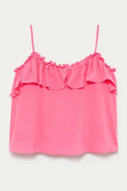 Promod Top volanté à bretelles Femme - Rose fluo Rosefluo Online