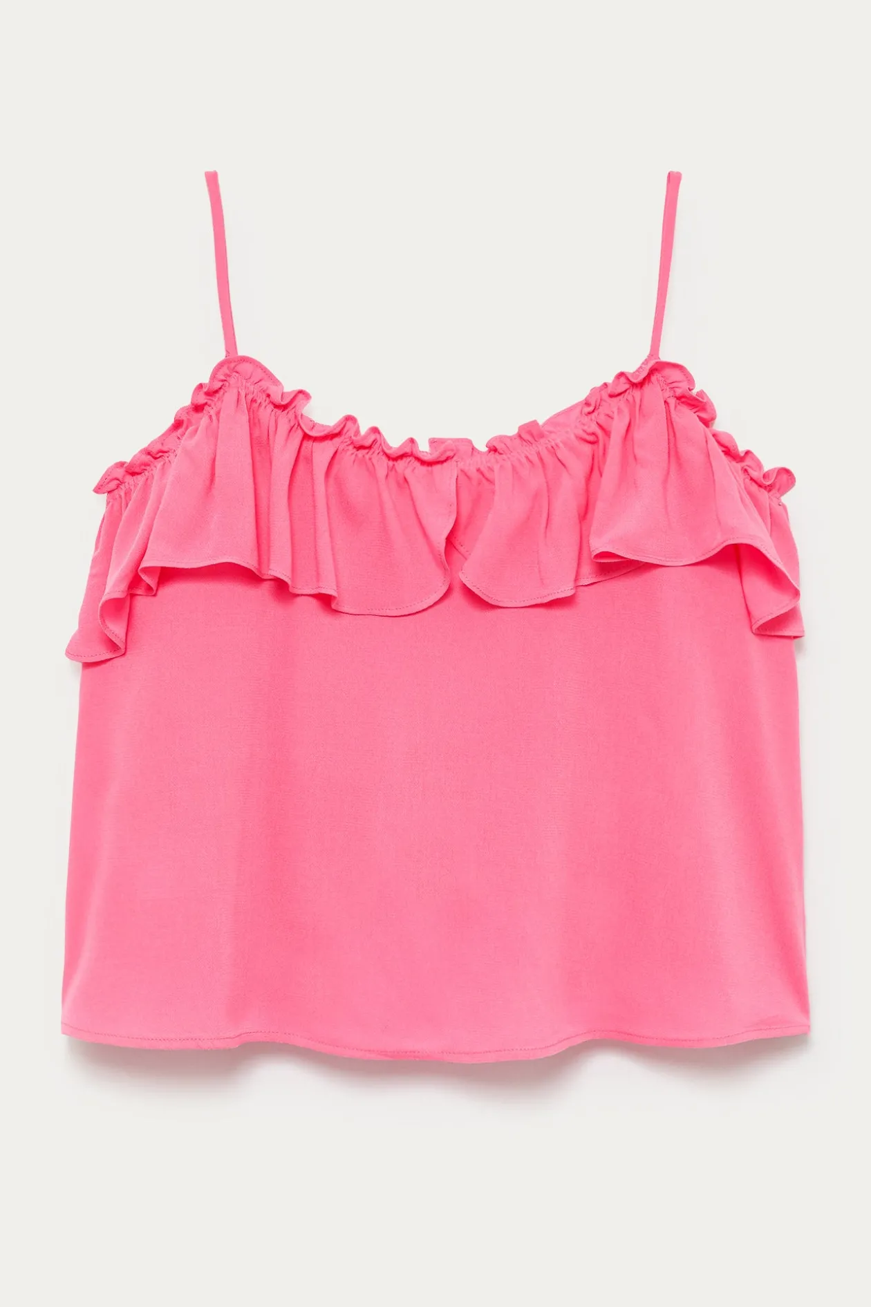 Promod Top volanté à bretelles Femme - Rose fluo Rosefluo Online