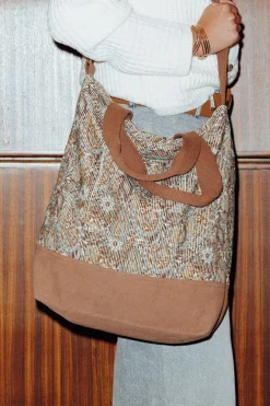 Promod Tote bag en velours imprimé - Imprimé marron Imprimémarron Cheap