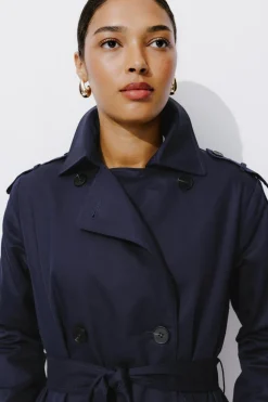 Promod Trench uni ceinturé Femme - Marine Cheap