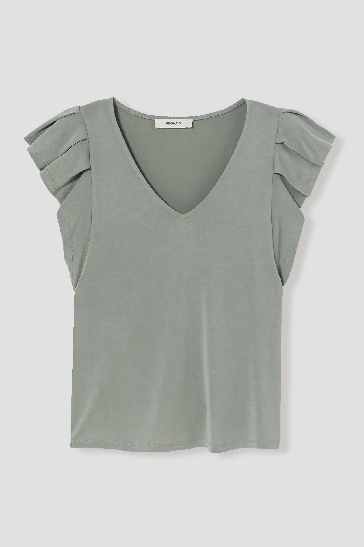 Promod T-shirt à manches volantées - Vert clair Vertclair Flash Sale