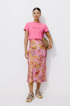 Promod T-shirt à message Femme - Imprimé rose Imprimérose Discount