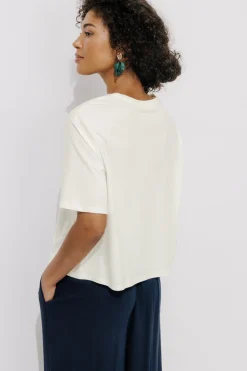 Promod T-shirt à message Femme - Imprimé fond blanc Impriméfondblanc Discount