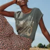 Promod T-shirt à message pailleté - Imprimé gris Imprimégris Flash Sale