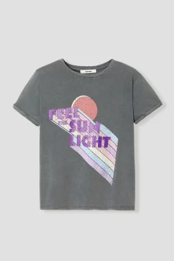 Promod T-shirt à message pailleté - Imprimé multicolore Imprimémulticolore Fashion
