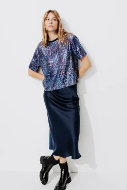 Promod T-shirt à paillettes Femme - Imprimé multicolore Imprimémulticolore Fashion