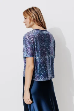 Promod T-shirt à paillettes Femme - Imprimé multicolore Imprimémulticolore Fashion