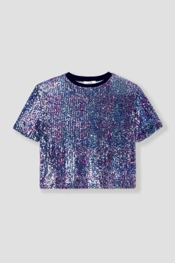Promod T-shirt à paillettes Femme - Imprimé multicolore Imprimémulticolore Fashion