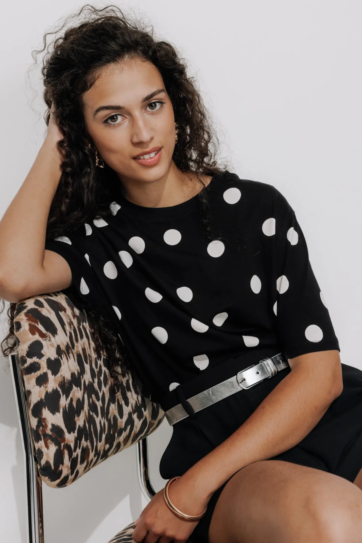 Promod T-shirt à pois Femme - Imprimé noir Impriménoir Fashion