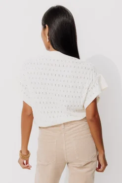 Promod T-shirt ajouré effet dentelle - Ecru Hot