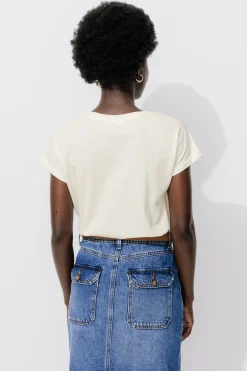Promod T-shirt brodé de fleurs Femme - Ecru Store