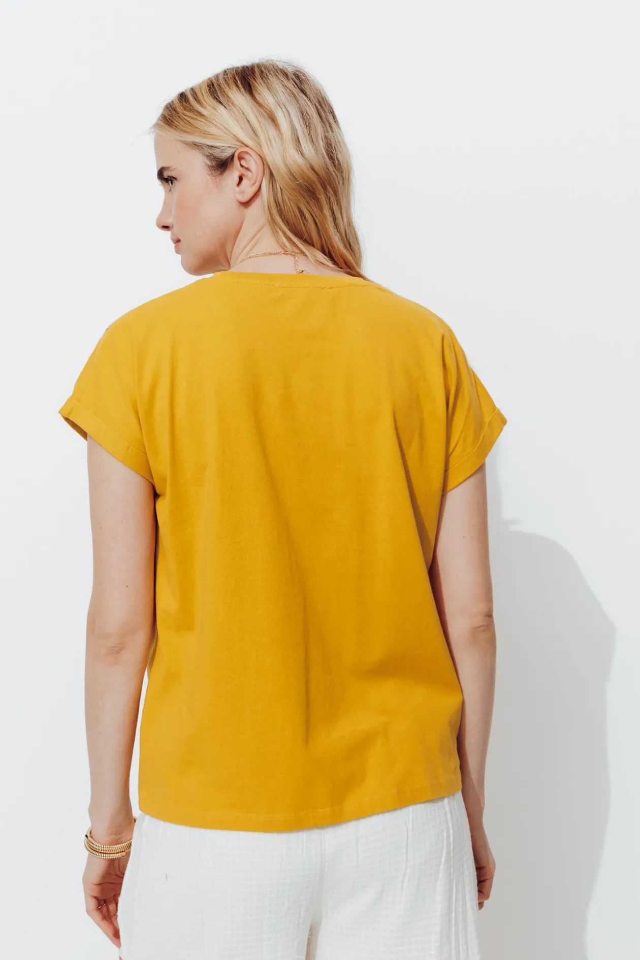 Promod T-shirt brodé de fleurs Femme - Ocre Best